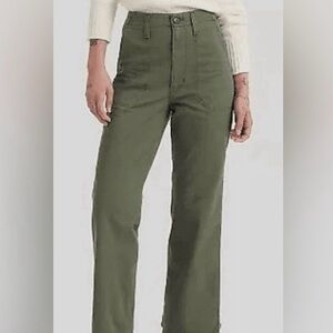 Levi's Surplus Straight Leg Utility Pants Olive Green Sea Turtle Size 31 Raw Hem